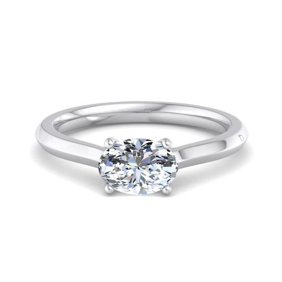 Bow Jewel 1.6 Ct Oval Cut Lab Created Diamond Solitaire Engagement Ring for Women - 14K White Gold Plated Metal - Wedding Ring with Knife Edge Shank - A Heartfelt Gift for Her