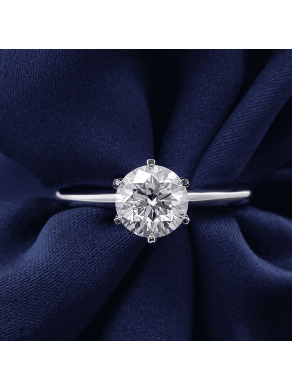 1.6 Ct Round Cut Solitaire Lab-Created Simulated Diamond Engagement Ring 14K White Gold Plated for Women