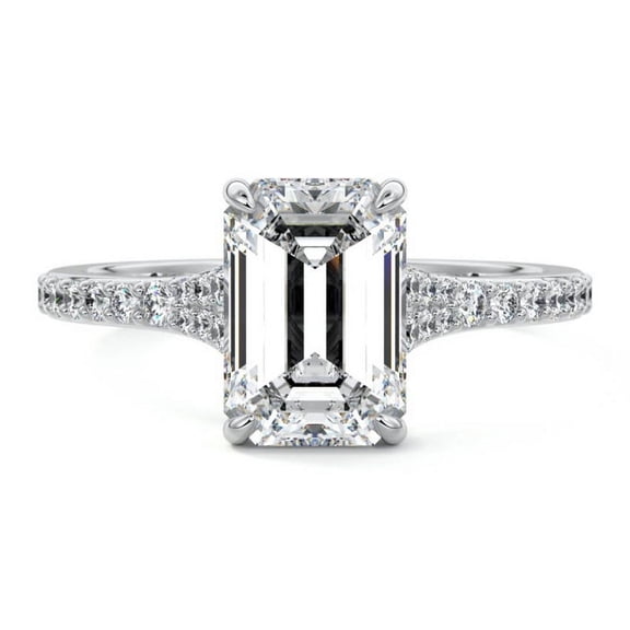 Bow Jewel 1.7 Ct Emerald Cut Lab Created Diamond Wedding Ring for Women - 14K White Gold Plated Anniversary Gift with Accents