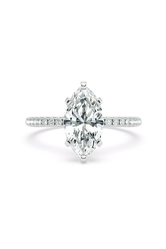 1.7 Ct Marquise Cut Lab Created Diamond Engagement Ring - 14K White Gold Plated Jewelry - Elegant Proposal Gift - Unique Wedding Ring for Her - Symbol of Love
