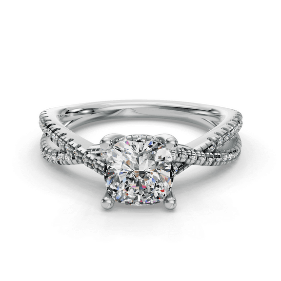 Bow Jewel 1.8 Ct Cushion Cut Infinity Twisted Cross Over Shank Engagement Ring - Solitaire Lab-Created Diamond Ring for Her - 14K White Gold Plated Prong Set - Perfect for Engagement and Weddings