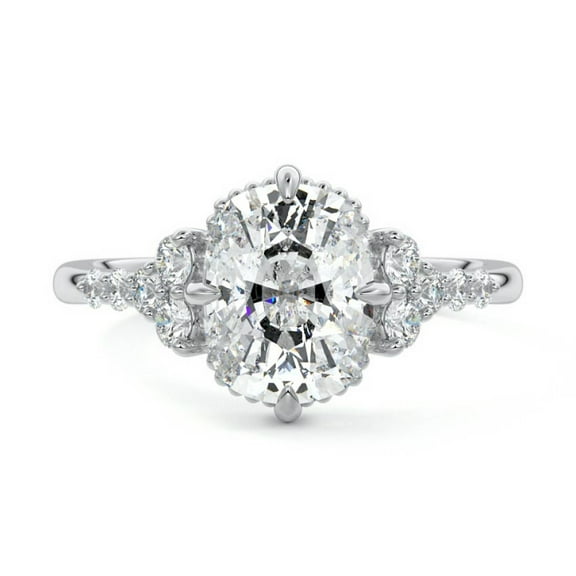 Bow Jewel 1.8 Ct Cushion Cut Lab Grown Diamond Engagement Ring - 14K White Gold Plated Jewelry for Women - Wedding Anniversary Gifts - Diamond Ring Wedding Set