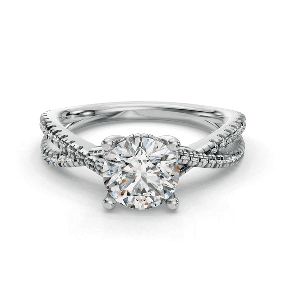Bow Jewel 1.9 Ct Round Cut Infinity Twisted Cross Over Shank Engagement Ring - Solitaire Lab-Created Diamond Ring for Women - 14K White Gold Plated Prong Setting - Ideal Proposal and Wedding Ring