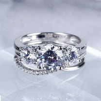 Bow Jewel 14K White Gold Plated Wedding Rings - 1.85 Ct Round Cut Lab Created Diamond Ring - Bridal Set Diamond Ring - Split Shank Ring with Matching Band for Women's - Bridal Diamond Jewelry