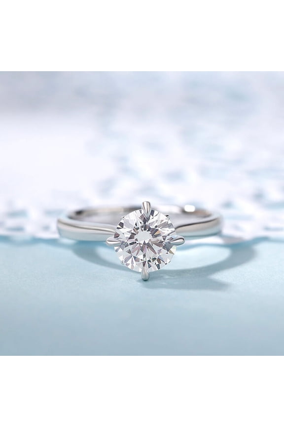 1.9 Ct Round Cut White Diamond Rings - 14K White Gold Over Solitaire Rings - Simple Daily Wear Ring For Women's - Latest Prong Setting Engagement Wedding Rings - Surprise Diamond Ring