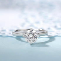 Bow Jewel 1.9 Ct Round Cut White Diamond Rings - 14K White Gold Over Solitaire Rings - Simple Daily Wear Ring For Women's - Latest Prong Setting Engagement Wedding Rings - Surprise Diamond Ring