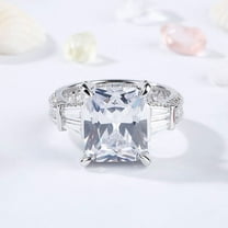 Bow Jewel 1.97 Ct Radiant Cut Diamond Women's Rings for Her - 14K White Gold Plated Wedding Proposal Ring - Mid Century Vintage Rings - Rings for Girlfriend - High Range Diamond Jewelry