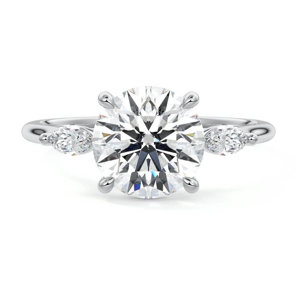 Bow Jewel 14K White Gold Plated 2 Ct Round Cut Diamond Ring - Simple 3 ...