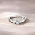 thumbnail image 1 of Bow Jewel Brilliant 0.98 Ct Round Cut Diamond Engagement Rings - 14K White Gold Plated Solitaire with Accent Ring - Solitaire with Accent Rings for Women's - Solo Stone Wedding Diamond Ring, 1 of 9