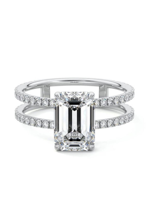 14K White Gold Plated Ring - 2.1 Ct Round Cut Diamond Ring - Elegant Special Occasion Jewelry - Valentine's Day Engagement Ring with Double Enhancer