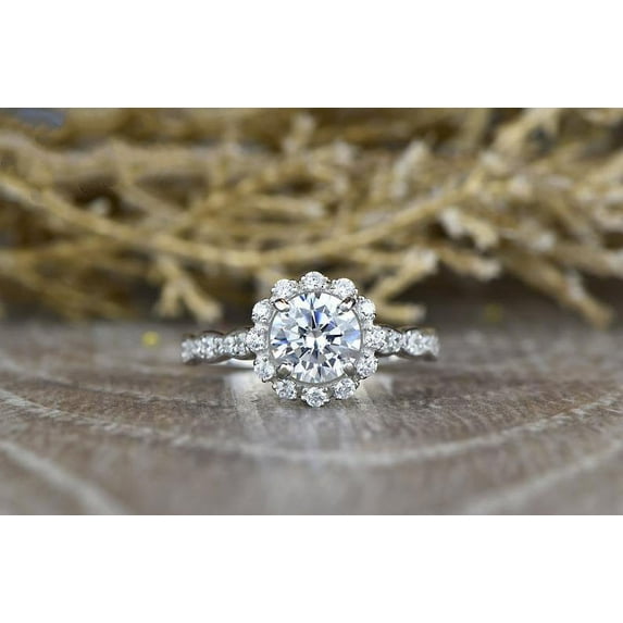 Bow Jewel 1.87 Ct Round Cut Lab Created Diamond Ring - Gorgeous 14K White Gold Plated Setting - Perfect Ring for Your Special Day - Symbol of Love and Commitment - Gift She Will Cherish Forever