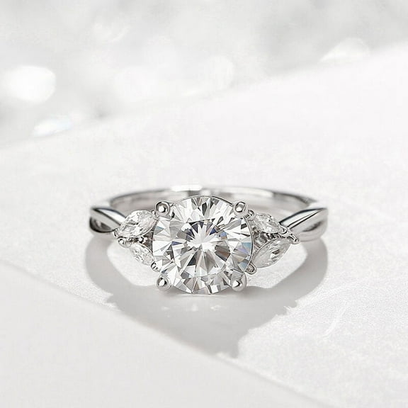 Bow Jewel 14K White Gold Plated 1.97 Ct Round Cut Diamond Ring - Stunning Split Shank Rings for Women's - Elegant Twisted Bridal Diamond Jewelry - Ideal Casual Daily Wear Ring for Effortless Style