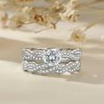 thumbnail image 1 of Bow Jewel 0.78 Ct Round Cut Excellent Diamond Rings - 14K White Gold Plated - Criss Cross Multi Shank Rings - Infinity Twisted Cross Over Shank for Women's - A Stunning Choice for Your Special Day, 1 of 10