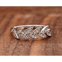 Bow Jewel 0.49 Ct VVS1/D Round Cut Diamond Leaves Design Ring - 14K White Gold Plated Rings - Beautiful Leaf Rings for Her - Daily Wear Fine Jewelry for Her - Rings Wedding Jewelry for Women's