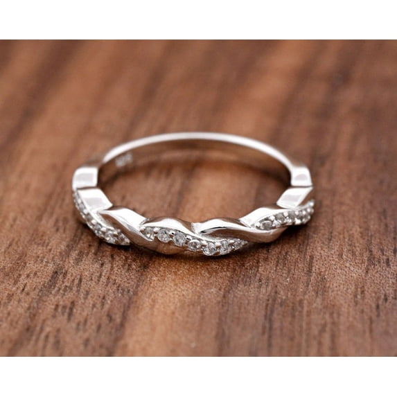 Bow Jewel 14K White Gold Over Rings - 0.6 Ct Round Cut Diamond Rings - Twisted Shape Engagement Gift for Women's - Criss Cross Wedding Rings for Gifts - Stackable Diamond Rings On Clearance