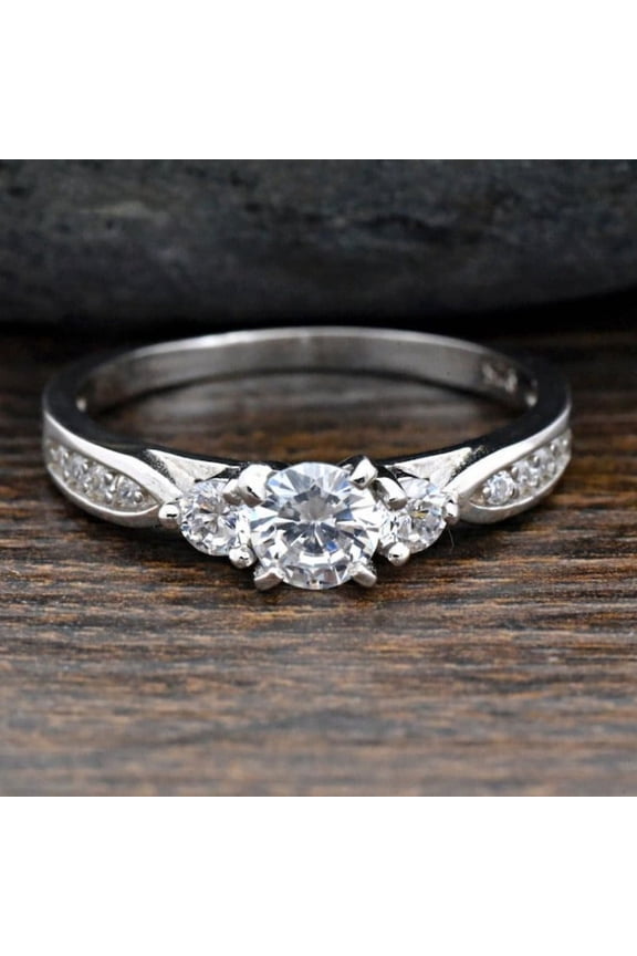 14K White Gold Over Rings - 1.8 Ct Round Cut Diamond Rings for Gifts - Causal Daily Wear Silver Ring For Women's - Proposal Delicate Ring for Her - Daily Wear Diamond Rings for Women's