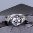thumbnail image 1 of Bow Jewel 1.87 Ct Round Cut Diamond Ring - 14K White Gold Plated - Stunning Swing Ring for Engagement and Wedding - Elegant Multi Diamond Ring for Women's - Perfect Birthday Gift for Teen Gift, 1 of 9