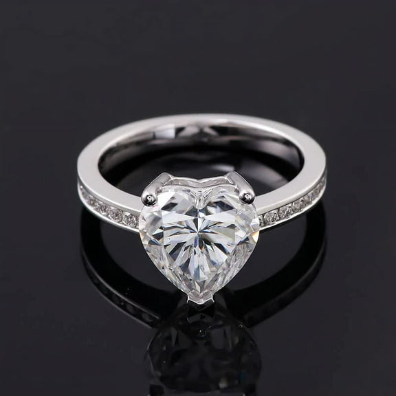 Bow Jewel 14K White Gold Plated Engagement Wedding Rings for Gifts - 2.06 Ct Heart Cut Diamond Rings - Heart Shape Proposal Rings - Diamond Rings for Women's - Unique Designer Silver Jewelry for Her