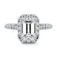 thumbnail image 1 of Bow Jewel 2.2 Ct VVS1/D Emerald Cut Diamond Ring - 14K White Gold Plated - Engagement Wedding Halo Prong Set Ring - Birthday Gift for Her, 1 of 2