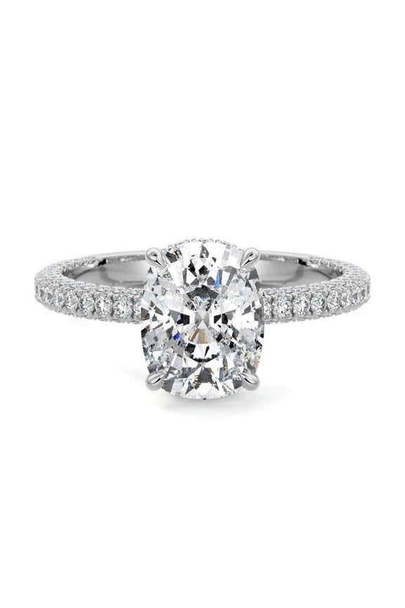 2.3 Ct Cushion Cut VVS1/D Diamond Ring for Her - 14K White Gold Plated Engagement Ring - Perfect Christmas or Anniversary Gift for Her