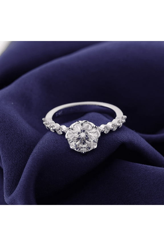 2 Ct Round Brilliant Cut Diamond Ring - 14K White Gold Over Ring - Engagement Wedding Prong Setting Ring for Women's - Party Wear Diamond Ring - Beautiful Promise Ring for Women's