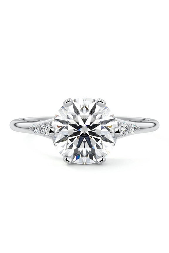 2 Ct VVS1 Round Cut Diamond Solitaire Ring - 14K White Gold Plated Birthday Gift Ring - Solo Stone Wedding Diamond Ring for Women - Engagement Jewelry Gift