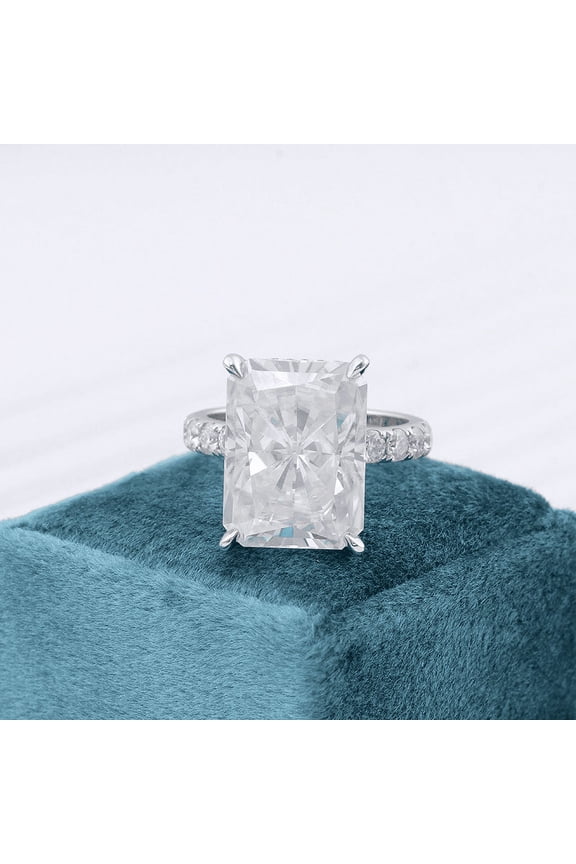 1.97 Ct Radiant Cut Diamond Ring - Stunning 14K White Gold Plated Design - Gorgeous Anniversary Gift for Women - Elegant Bridal Diamond Jewelry Gifts - Perfect Valentine Proposal Ring