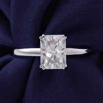 Bow Jewel 14K White Gold Plated Wedding Anniversary Ring - 1.97Ct Radiant Cut Lab Created Diamond Engagement Ring - Solitaire Ring - Anniversary Double Prong Ring - Handmade Jewelry for Women's