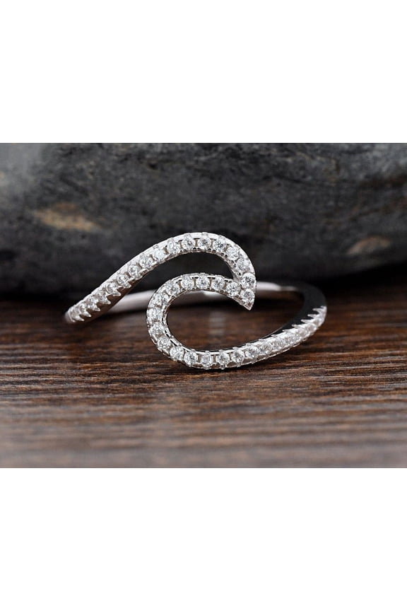 Brilliant 0.7 Ct Round Cut Diamond Rings - White Gold Over 14K Silver Diamond Rings - Silver Curved Diamond Rings for Women's - Bypass Warp Diamond Rings for Women's - Birthday Gifts