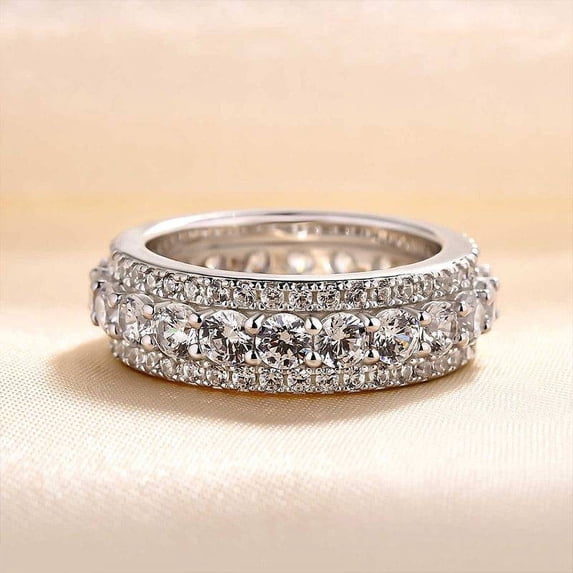 Bow Jewel Brilliant 1.5 Ct Round Cut Diamond Rings for Her - Silver 14k White Gold over Ring - Full Eternity Diamond Rings for Women's - Forever Diamond Ring for Women's - Bridal Rings for Women's