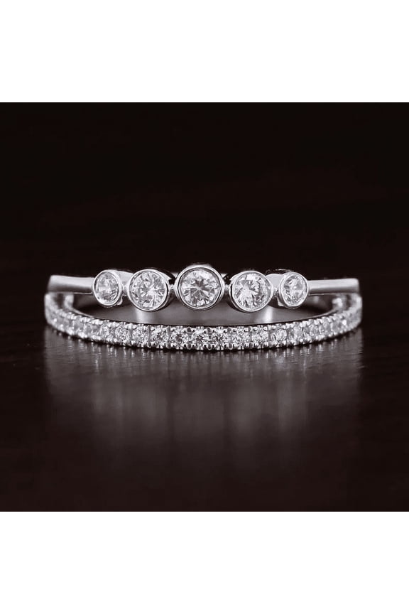 14K White Gold Plated Split Shank Ring - Brilliant 1.57 Ct Round Cut Diamond Wedding Ring - Engagement for Women's Ring - Bezel Set Design Diamond Rings - Ring For Birthday