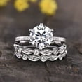 thumbnail image 1 of Bow Jewel Brilliant 2 Ct Round Cut Diamond Ring - White Gold Over 14K Silver Diamond Ring - Three Ring Set Rings for Women's - Engagement Wedding Diamond Rings for Couple - Trio Wedding Set Rings, 1 of 9