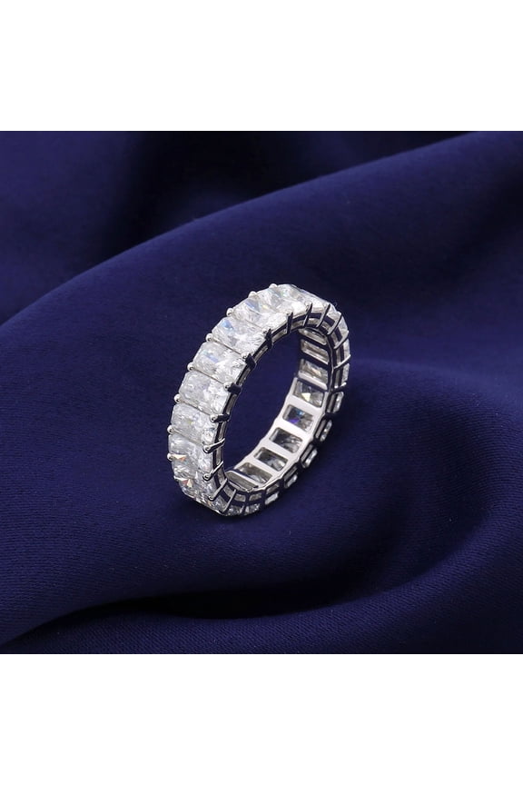 Emerald Cut Excellent 1.7 Ct Diamond Ring For Women's - White Gold Over 14K Silver Diamond Ring - Silver Diamond Beautiful Special Occasion Rings for Women's - Full Eternity Diamond Ring