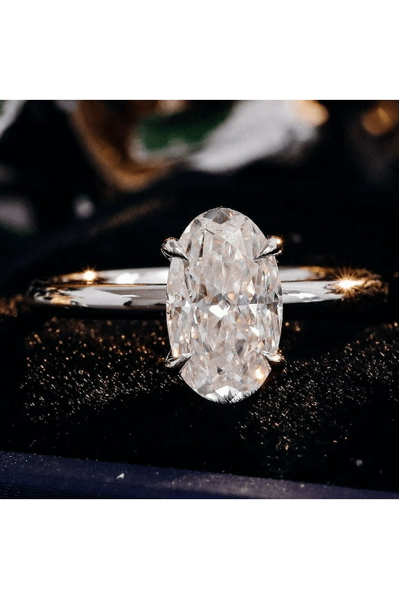 14K White Gold Plated 2.36 Ct VVS1/D Oval Cut Lab Created Diamond Ring - Gorgeous Wedding Jewelry for Women - Beautiful Solitaire Ring - Celebrate Love with This Valentine Proposal Ring