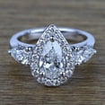thumbnail image 1 of Bow Jewel 2.06 Ct Pear Cut Wedding Diamond Ring for Women's - Crafted in 14K White Gold Plated - Elegant Halo Prong Set Design - Perfect for Engagement or Wedding - A Timeless Symbol of Your Love, 1 of 7