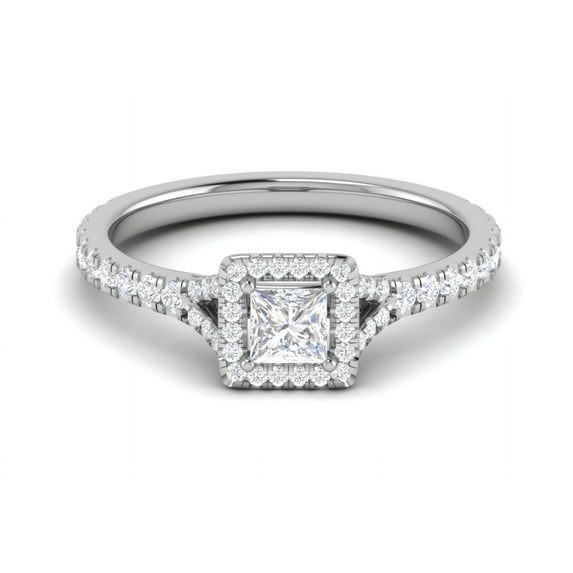 Bow Jewel Princess Cut 1.6 Ct Excellent Diamond Ring for Women's - 14K White Gold Plated Ring - Split Shank Eternity Band Diamond Ring for Women's - Halo Wedding Ring
