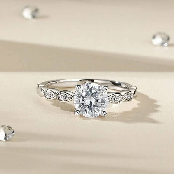 Bow Jewel Prong Set 2 Ct Round Cut Lab Created Diamond Ring - 14K White Gold Over Solitaire Ring - Engagement Wedding White Diamond Ring - Latest Engagement Simple Ring Diamond Ring for Women's