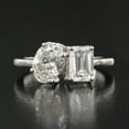 thumbnail image 1 of Bow Jewel 1.67 Ct Emerald Cut Diamond Ring - Toi Et Moi Wedding Ring - 14K White Gold Plated Ring for Women's - Two Stone Engagement Ring for Women's - Oval & Emerald Cut Diamond Anniversary Ring, 1 of 8
