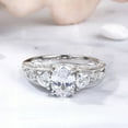 thumbnail image 1 of Bow Jewel 1.57 Ct VVS1/D Oval Cut Lab Created Diamond Retro Era Vintage Ring - Vintage Jewelry - 14K White Gold Plated Ring - Early Engagement Wedding Milgrain Ring for Women's - Christmas Gift, 1 of 10