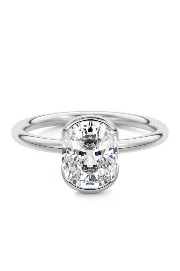 Wedding Diamond Ring - 14K White Gold Plated Cushion Cut 1.9 Ct Diamond Ring for Women - Solitaire Ring - Hidden Halo Design for Her - Mom’s Special Gift