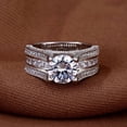 thumbnail image 1 of Bow Jewel 1.37 Ct Round Brilliant Cut Lab Created Diamond Engagement Ring - Wedding Ring for Women's - 14K White Gold Plated Ring for Her - Luxurious Anniversary Channel Set Ring, 1 of 9