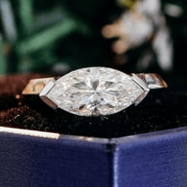 Bow Jewel White Gold Over 14K Silver Diamond Ring - 2.1 Ct VVS1/D Marquise Cut Lab Created Simulated Diamond Rings for Her - Solo Stone Diamond Rings - East - West Diamond Rings for Women's