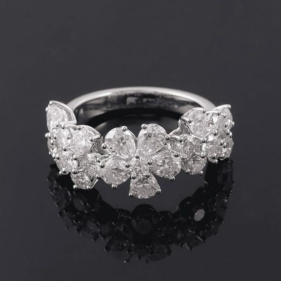 Bow Jewel Brilliant 1.28 Ct Round Cut Diamond Floral Diamond Ring - White Gold Plated 14K Diamond Ring - Flower Shape Diamond Rings for Women's - Rings for Women's - Birthday Gifts for Her