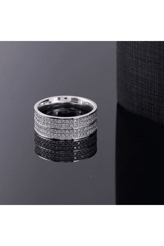 ry 0.39 Ct Round Brilliant Cut Ring - Bold Belt Channel Set Design in 14K White Gold Plated - Perfect Eternity Ring for Men - Ideal Gift for Special Occasions - Celebrate Love with Elegance