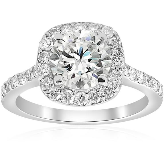 Bow Jewelry 1.1 Ct Round Cut Brilliant Solitaire Engagement Ring with Accent Moissanite - 14K White Gold Plated Wedding Ring for Women - Timeless Lab-Created Eternity Jewelry Gift for Her