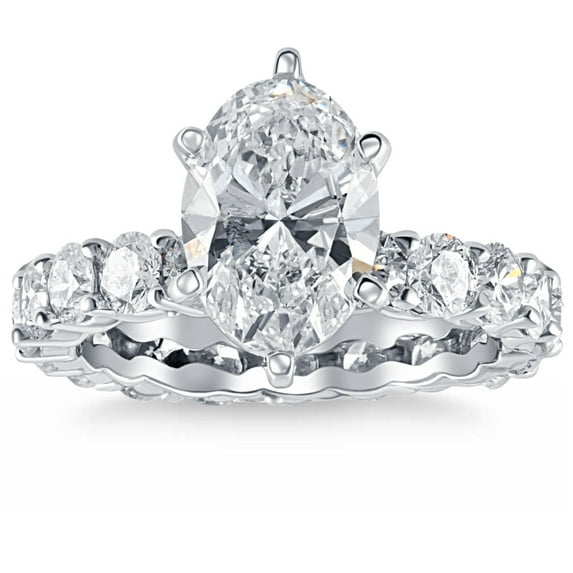 Bow Jewelry 1.3 Ct Round Cut Moissanite Engagement Ring - Gorgeous Split Shank Design with Solitaire - 4 Prong Setting - 14K White Gold Plated Rings - Proposal Rings for Timeless Love