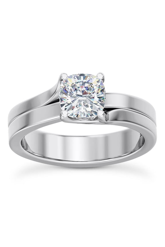 ry 1.5 Ct Cushion Cut Moissanite Engagement Ring - 14K White Gold Plated Ring - Stunning Proposal Jewelry for Her - A Tribute to Your Lifelong Commitment