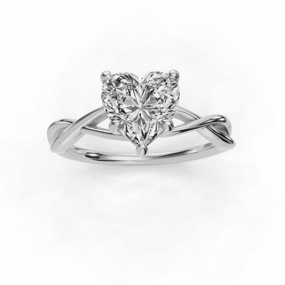 Bow Jewelry 1.5 Ct Heart Cut Moissanite Ring - 14K White Gold Plated Wedding Engagement Jewelry - Elegant Promise Ring - Romantic Gift for Her - Proposal Jewelry Ring