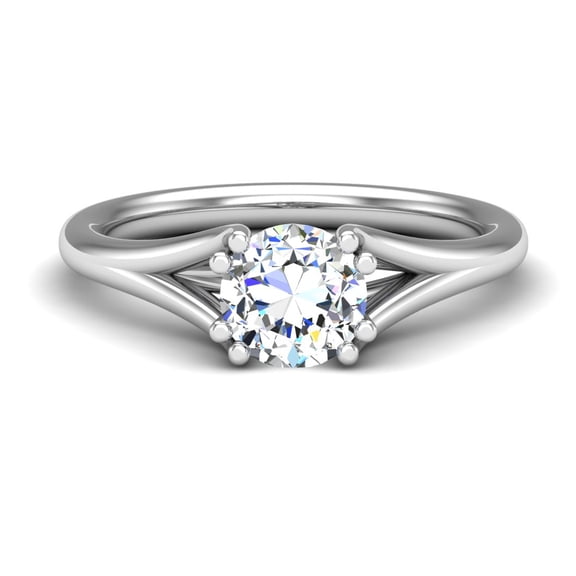 Bow Jewelry 1.5 Ct Round Cut Moissanite Engagement Ring - 14K White Gold Plated Ring - Moissanite Split Shank Ring for Women - Floral Design Proposal Ring - Elegant Wedding Jewelry for Her