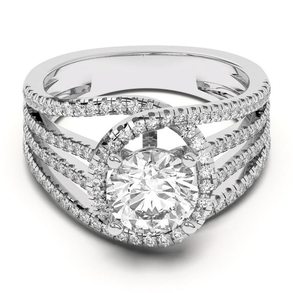 Bow Jewelry 1.5 Ct Round Cut Moissanite Engagement Ring for Her - Twisted Design 14K White Gold Plated Ring - Unique Proposal Jewelry for Women - Perfect Gift for Anniversaries or Birthdays